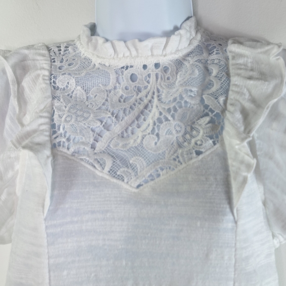 Express White Lace Pieced Mock Neck Top Size XS - Picture 5 of 17